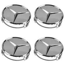 OEM Wheel Center Cap With Raised Star Set of 4 Chrome for Mercedes Benz 66470207