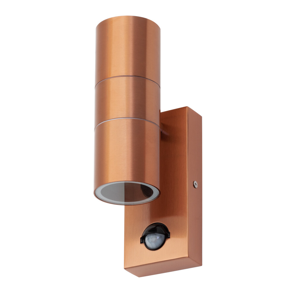 Litecraft Kenn Up & Down Outdoor GU10 Wall Light With PIR Motion Sensor - Copper