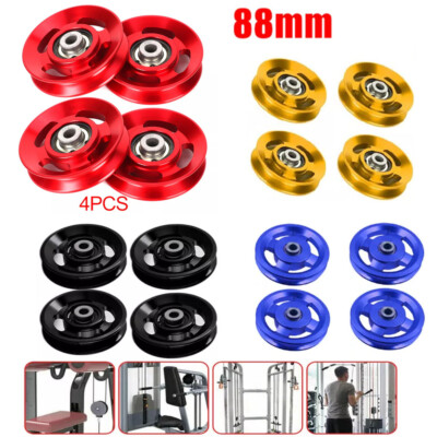 4x 88MM Universal Bearing Pulley Wheel Cable Gym Fitness Equipment Aluminum#