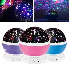 Star Moon Galaxy Sky Projector Blue/Pink/Purple Base LED Night Light for Bedroom