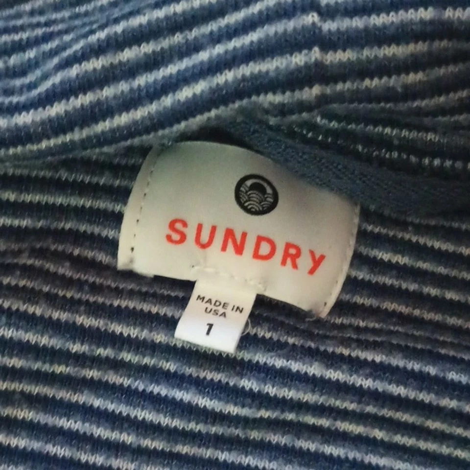 Cárdigan abierto Sundry azul blanco a rayas 1 S Foto 2 de 4