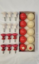 Bumper Pool Post - Small Size - Set of 6 White and 6 Red with Ball Set