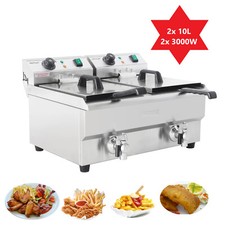 Doppel Profi Gastronomie Imbiss Elektrische Friteuse Fritteuse Fritöse  2x3000W