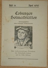 Coburger Heimatblätter Heft 11 April 1930 Bayern Coburg Luther Lutherbriefe etc.