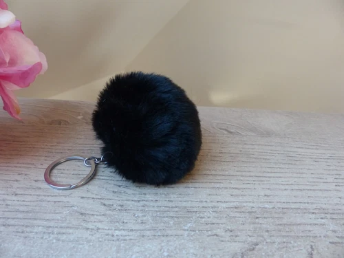 Porte-Clés fantaisie Pompon Noir Neuf