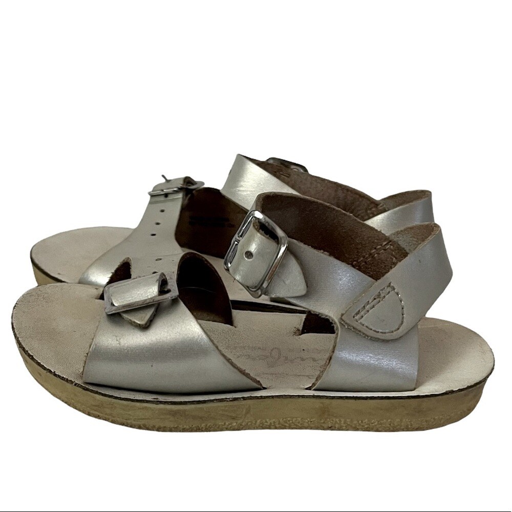 Saltwater Surfer SIZE 7 Toddler Girls Sun San Sandals SILVER Buckl | eBay