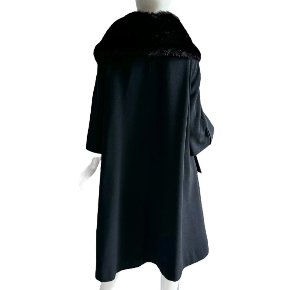 1950-е винтажная норковая отделка шерстяное пальто Len Artel Opera зимняя драматическая куртка - Изображение 3 из 4