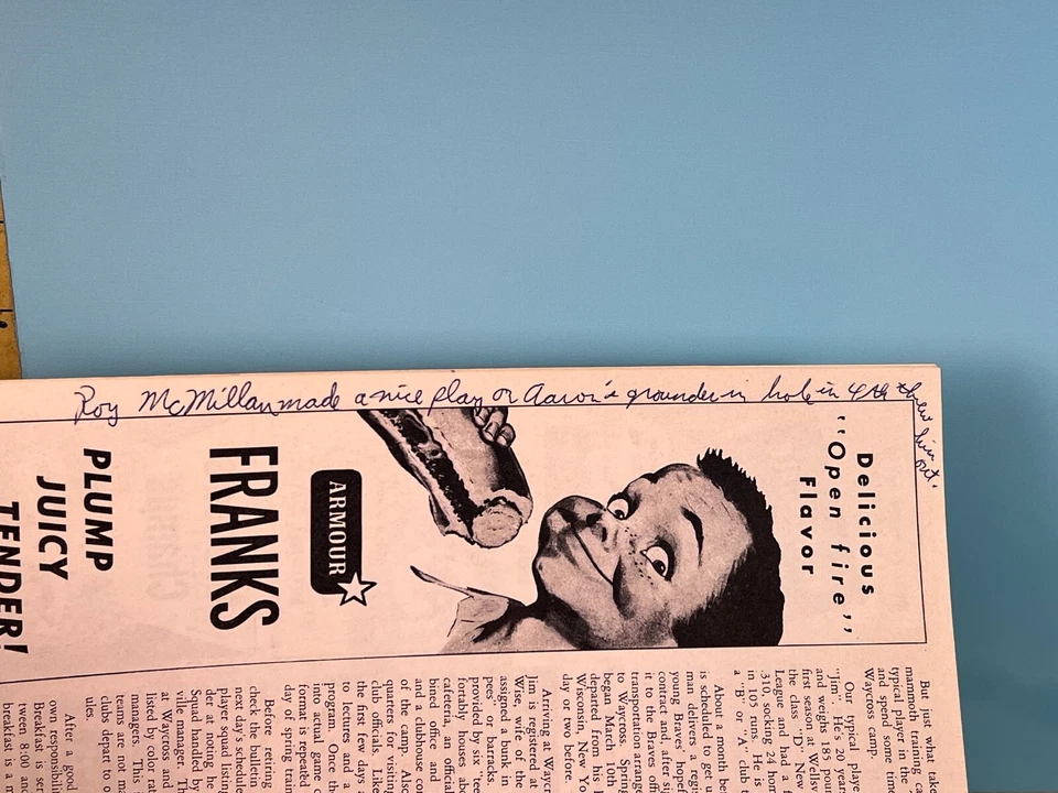 6 Aug 1957 Milwaukee Braves Baseball Program v Reds: Spahn Win, F. Robinson HR - Image 3 of 4