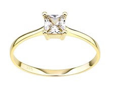 9ct Gold 0.40ct Simulated Diamond Princess Cut Engagement Ring - Size J to S