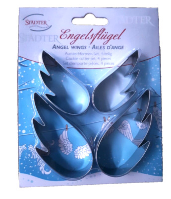 Stadter Angel Wings Stainless Cookie Clay Fondant Cutters 4pk Germany