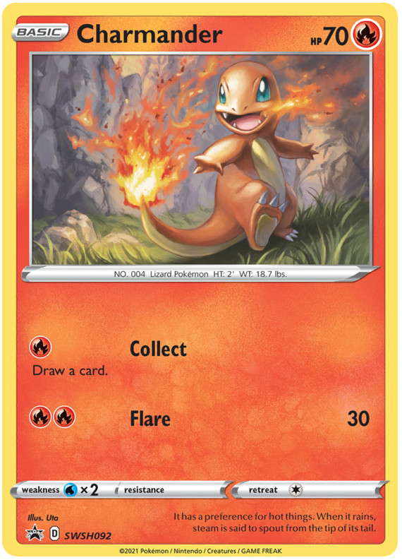 CHARMANDER SWSH092 BLACK STAR PROMO POKEMON (COSMO HOLO, NM)
