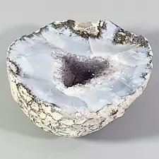 Purple Quartz Geode Specimen Natural Crystal Split Rock 16oz Paperweight