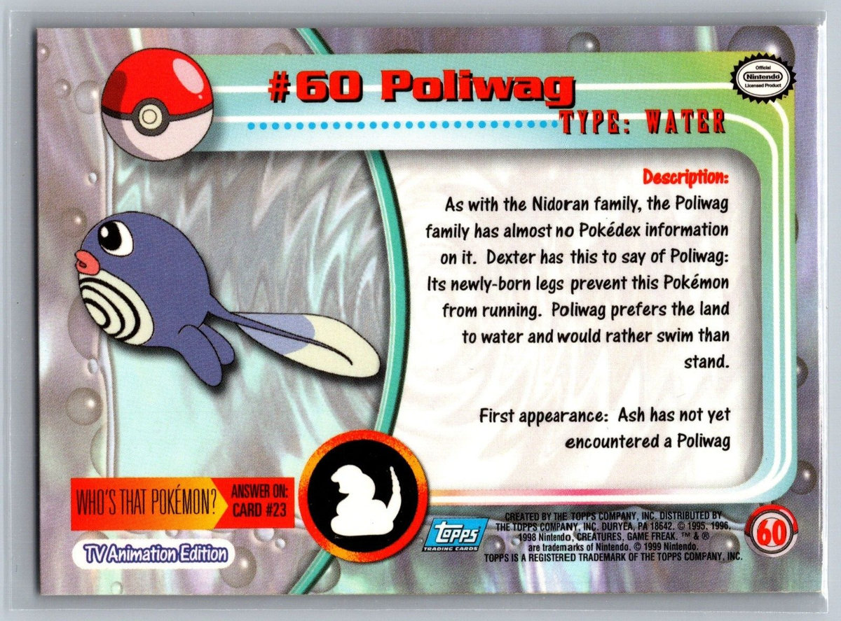 1999 poliwag pokemon card value 1999 Topps Pokemon Poliwag #60 Trading Card