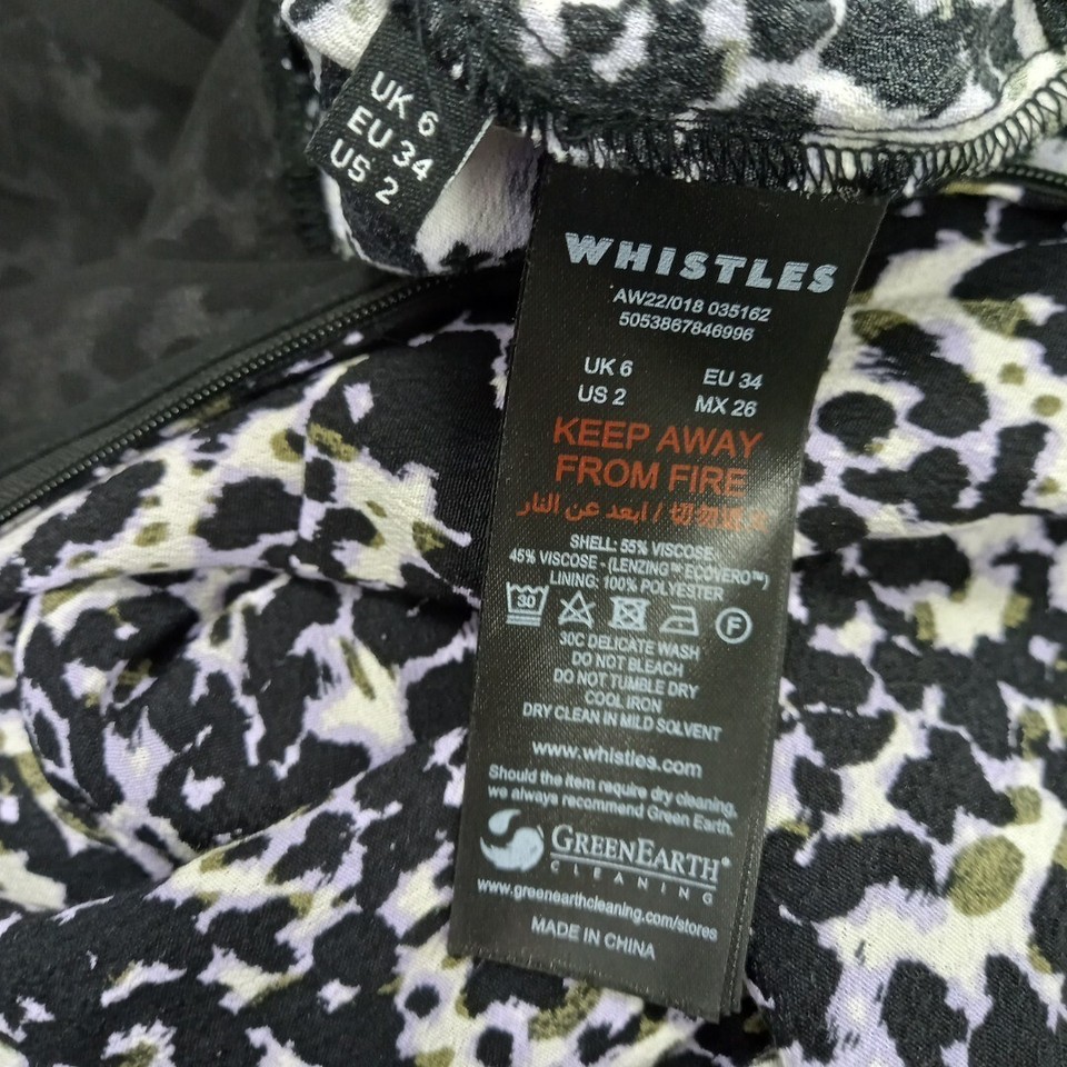 Whistles Black White Patterned Jumpsuit Elastic Waist UK6 Party