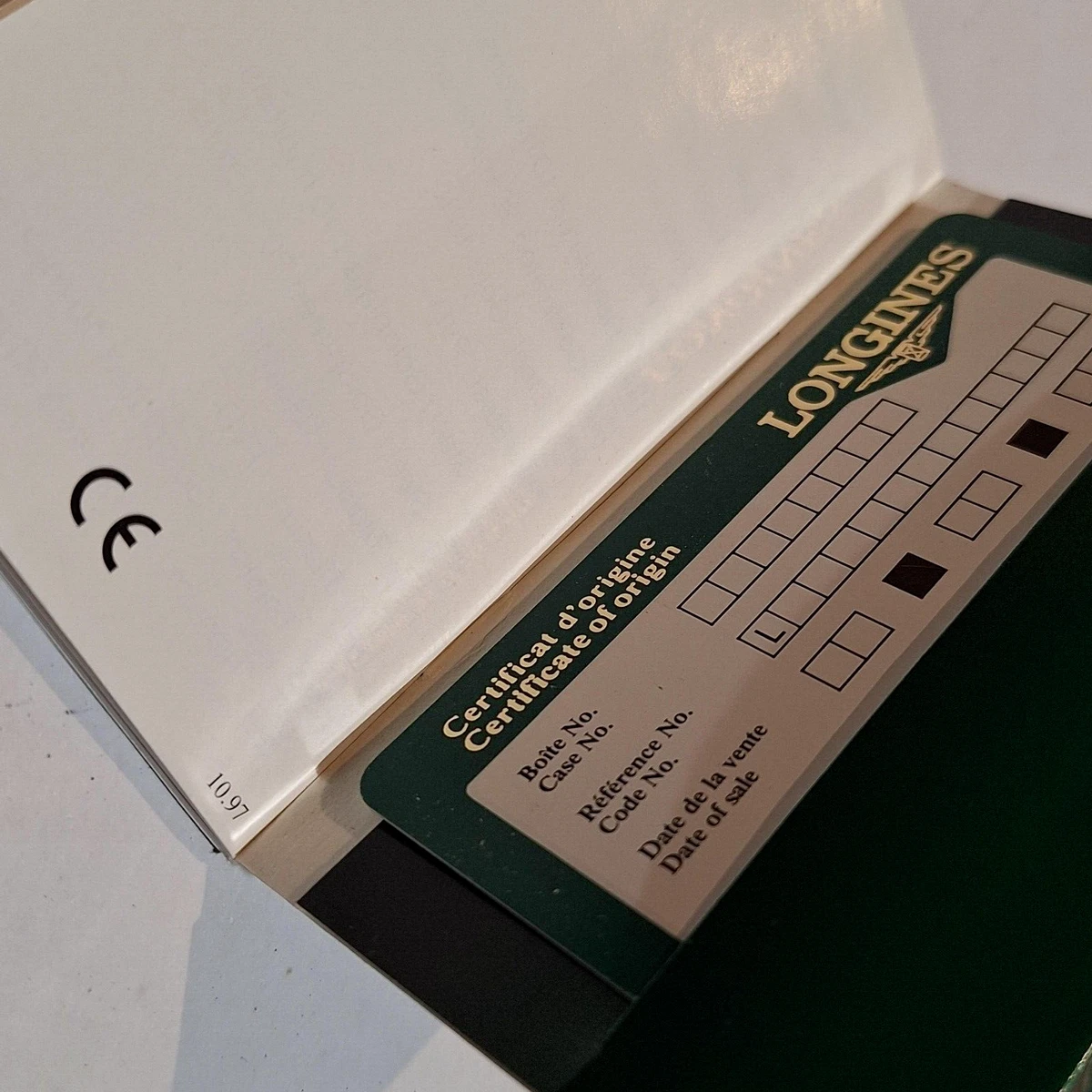 Folletos de garantía Longines International en blanco