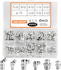 45 Pcs Metric Grease Fittings Assortment Kit 45 90 180 Degree M6 M8 M10 Zerk Kit