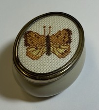 Framecraft 2 1/4” Lidded Trinket Box, Butterfly Cross Stitch Lid