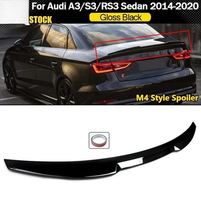 For 2014-2020 Audi A3 S3 RS3 Sedan Glossy Black Rear Tail Wing Trunk Lip Spoiler