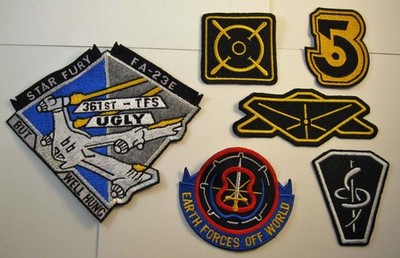BABYLON 5 ''Patch Set 1 (Set of 6: Star Fury, Med) NEW OLD STOCK 1998 FAN CLUB