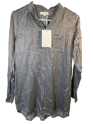 Crossley Made in Italy Men's XS Button Up Long Sleeve Shirt Gray Business Casual