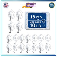 18 Pack 1.77 Inch Suction Cup Hooks Heavy Duty Reusable for Glass Window Tile