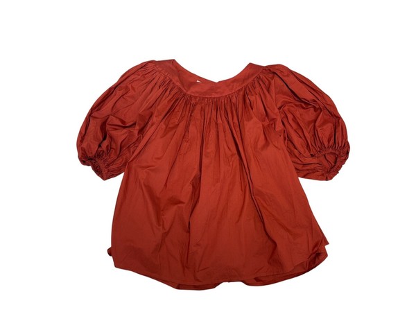 Vintage YSL Cotton Volume Blouse Terracotta Size Small 70s 80s