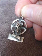 Colgante Corona de Espinas Perfil de Cristo Esterlina Italia De Colección Firmado