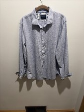 Men's Long Sleeve Denim Flower Shirt Button Front XL