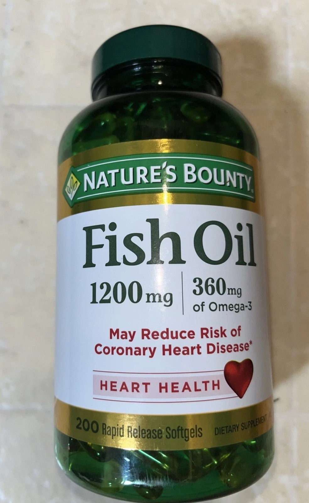 Nature's Bounty Fish Oil 1200mg with 360mg Omega-3 for Heart Health Rapid Release Softgels