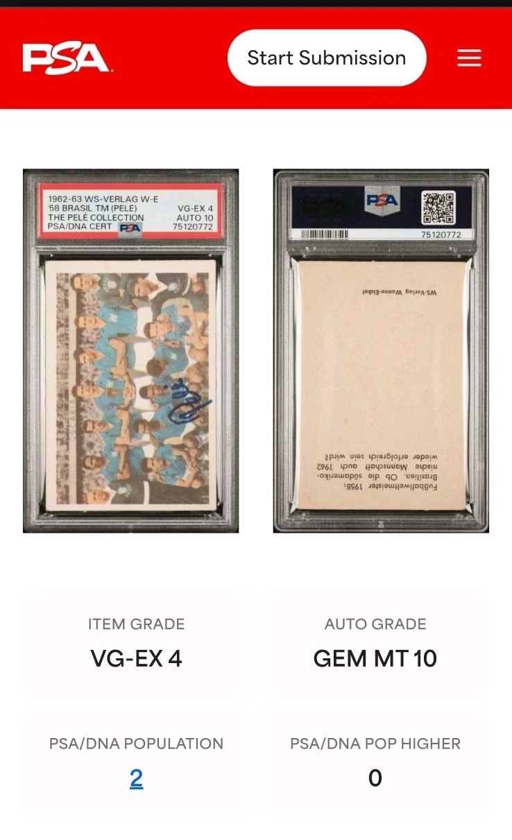 PELE 1962 Verlag Wanne Eickel 1958 Brazil  Personal Owned Signed PSA DNA 10 Best view 2