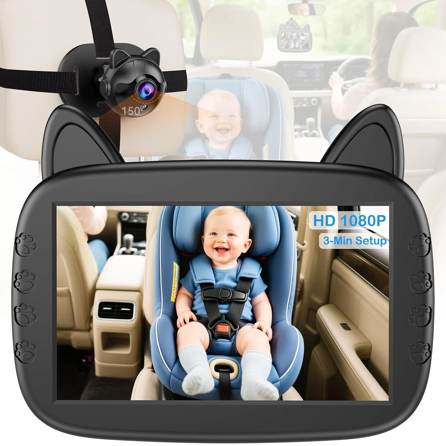 HD 1080P Baby Car Camera: Clear Night Vision for Long Road Trips & Solo Driving