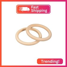 uxcell 2Pcs 125mm 5-inch Natural Wood Rings, 15mm Thick Smooth Unfinished Woode