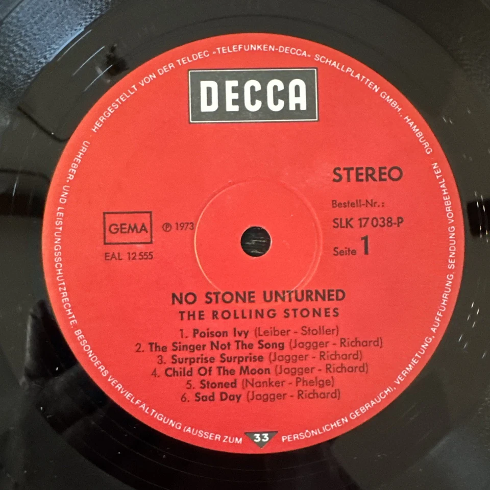 No Stone Unturned by The Rolling Stones 1973 Decca Germany SLK 17038-P PO~M-/VG+ - Image 4 of 4