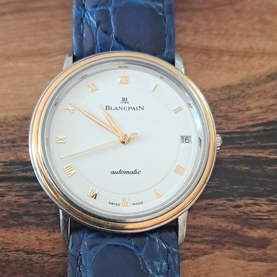 Blancpain Villeret Automatik Datum Herren/Unisex Uhr No 1763 blaues Leder 