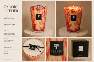 Baobab Collection Candle Coral Fragrance, Max 35, 7 Wicks, Architectural Art NIB