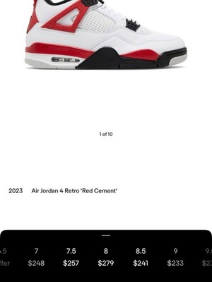 Jordan Air Jordan 4 Retro Red Cement 2023 White/Fire Red Men's Sneakers