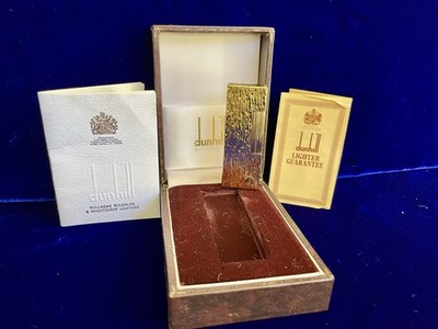 Dunhill Lighter Gold Bark Rollagas Super Mint Condition Works 1 Year Warranty