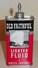 Vintage Lead Top OLD FAITHFUL Lighter Fluid 4 Oz Can - Handy Oil Type Oiler Tin