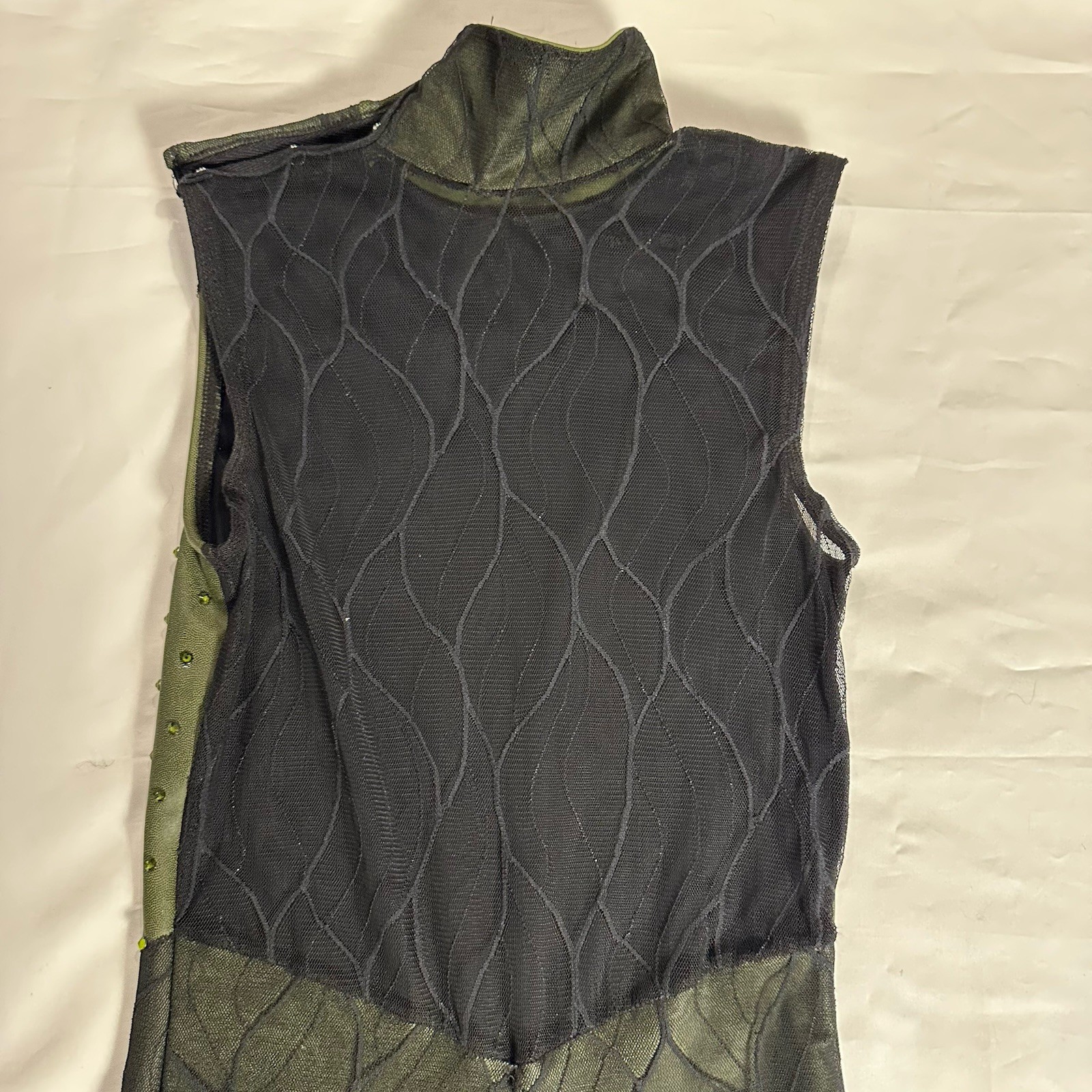 Green Black Patterned Mesh Custom Rhinestone Bike… - image 11