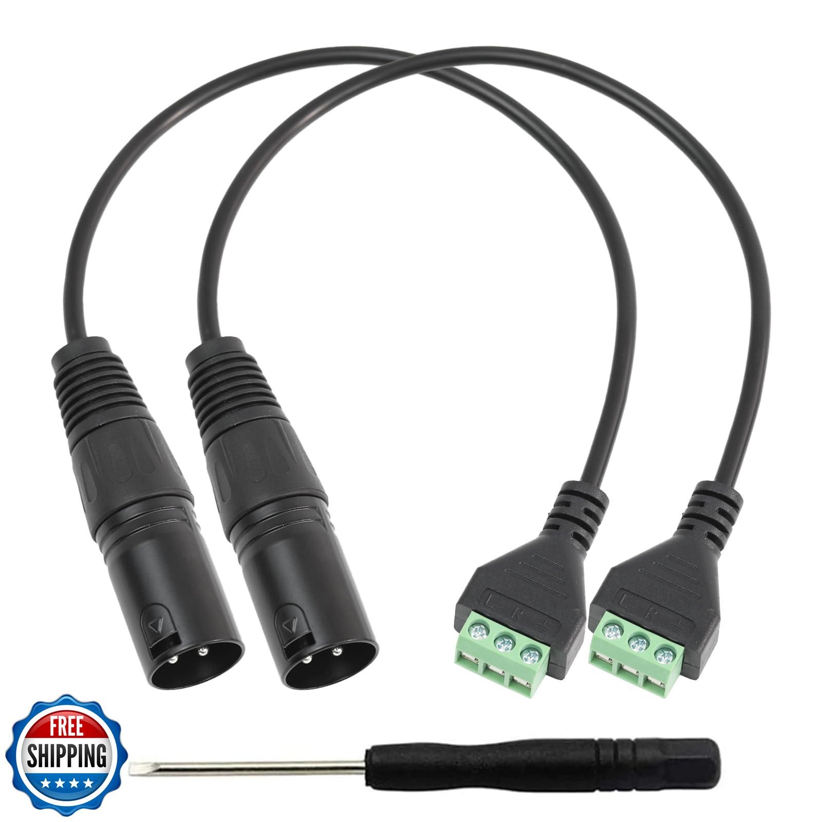 Jienk 2Pcs 13Inch XLR3 Cable XLR There Pin Male to 3Pin Terminal Adapter Exte