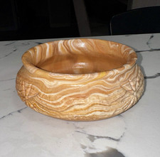 Vintage Comanche Pottery Marbled Swirl Clay Bowl Signed Ron Allen