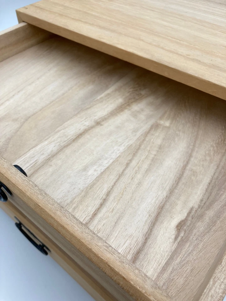 Japanese Wooden Chest with 3 Drawers Natural Wood Storage Box - Image 3 of 4