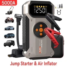 🚗 5000A Peak Car Jump Starter with 150 PSI Digital Air Compressor and 12000mAh