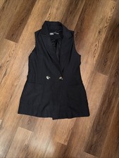Zara Sleeveless Black Blazer Vest Double Butt...
