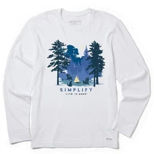 Men's Campfire Long Sleeve Crusher T-Shirt Simplify Outdoor Camping Casual
