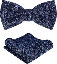 TIE G Men's Glitter Velvet Bow Tie  Pocket Square Set in Gift Box for Wedding,