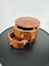 Morocco Jewellery Box Thuya Wood Aromatic Marquetry 2 Drawer Cylinder Drum Heavy