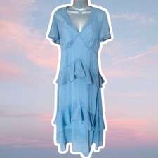 Amaryllis Size 10 Spotty Polka Dot Tiered Ruffle Dress Wedding Guest Cottagecore