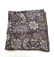 Brioni Pocket Square Purple Print Hand Stitched Made in Italy