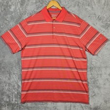 Nike Golf Polo Shirt Mens XL Tour Performance Red Gray White Striped Dri Fit